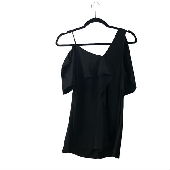 DIANE Von Furstenberg Black Asymmetrical Ruffle Sleeveless Blouse S - Picture 5 of 7
